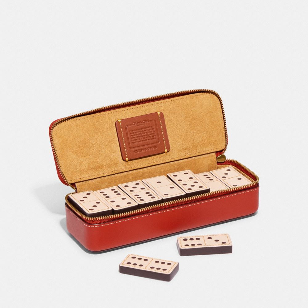 CE913 - Boxed Domino Set Brass/Red Sand