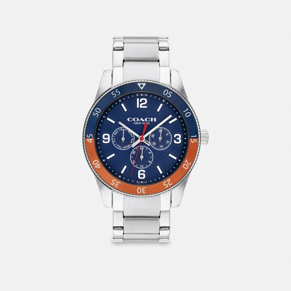 COACH CE919 Casey Watch, 42 Mm Navy/Orange