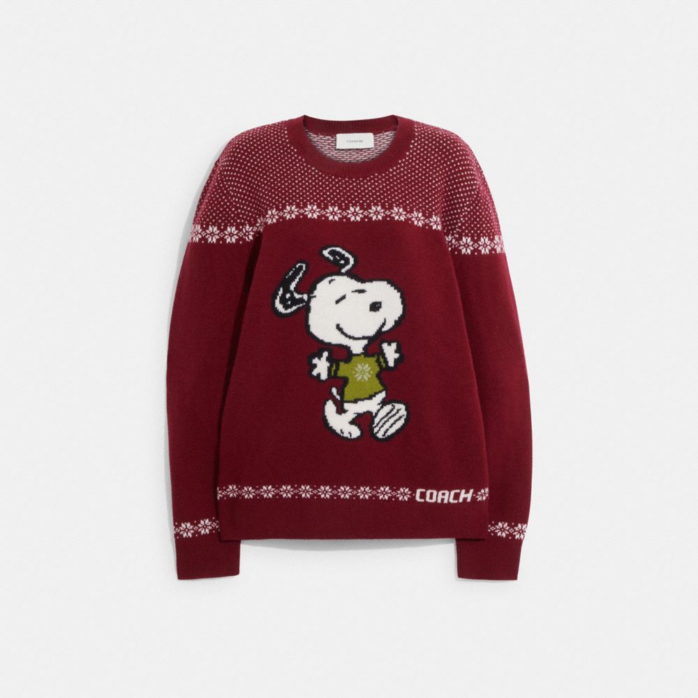 COACH CE936 Coach X Peanuts Snoopy Sweater CARDINAL RED