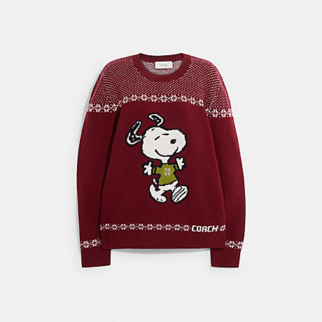 COACH CE936 Coach X Peanuts Snoopy Sweater Cardinal Red