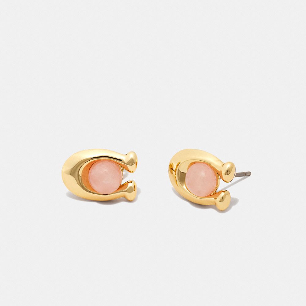 CE979 - Signature Stone Stud Earrings Gold/Rose
