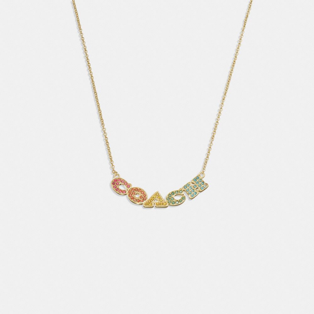 CE980 - Pavé Logo Pendant Necklace Gold/Clear