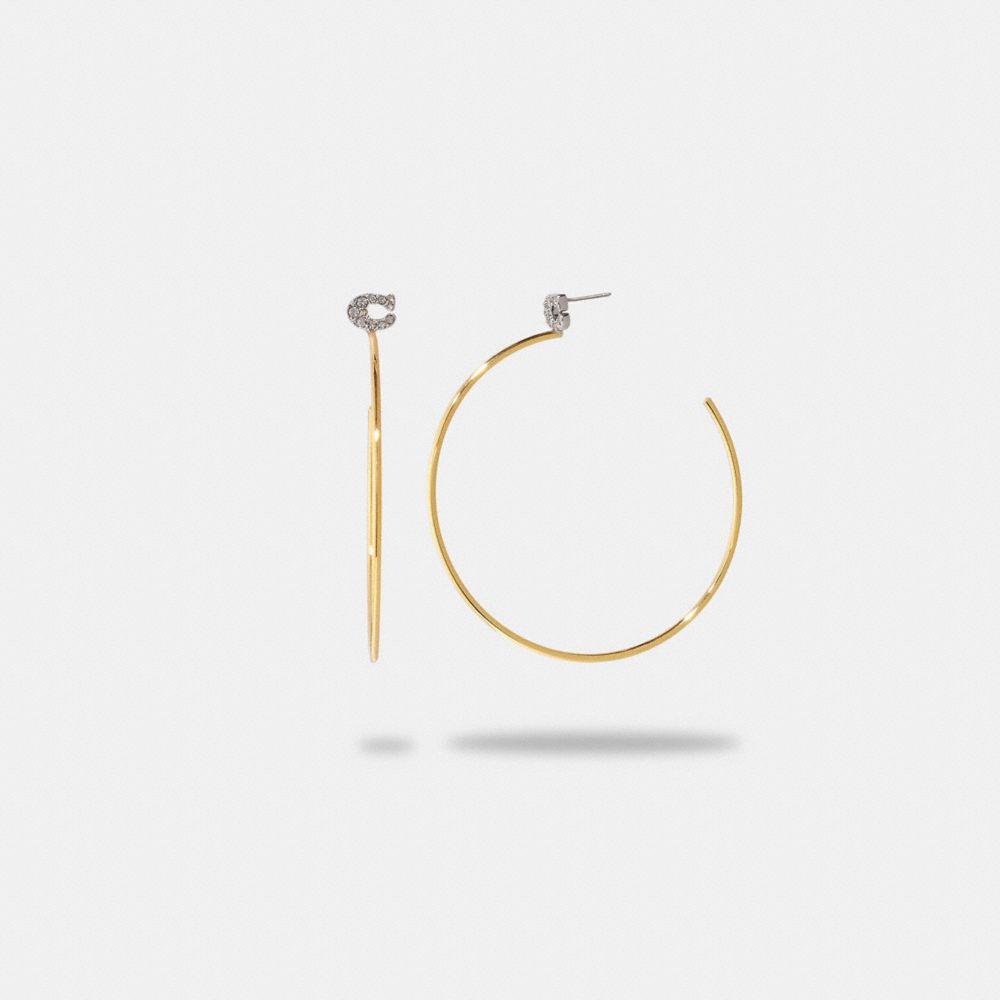 CE982 - Pavé Signature Hoop Earrings Gold/Clear