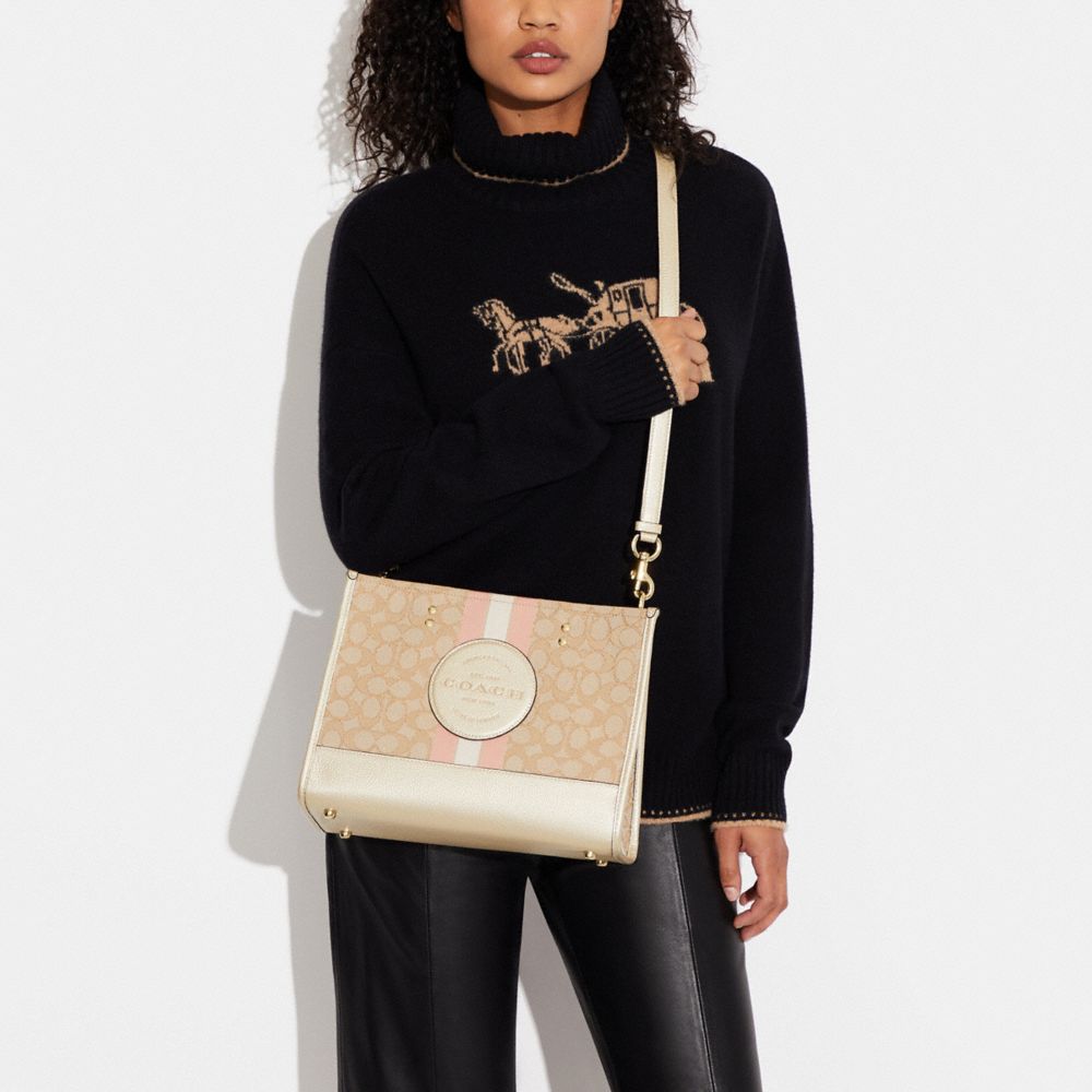 DEMPSEY CARRYALL IN SIGNATURE JACQUARD WITH STRIPE AND COACH PATCH