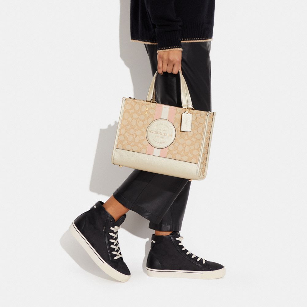DEMPSEY CARRYALL IN SIGNATURE JACQUARD WITH STRIPE AND COACH PATCH