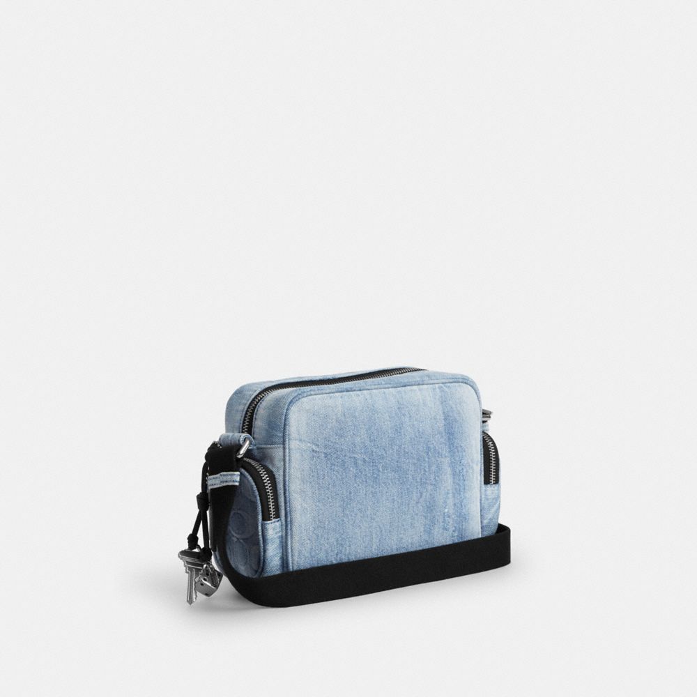FLETCHER CROSSBODY BAG IN LOVED SIGNATURE DENIM