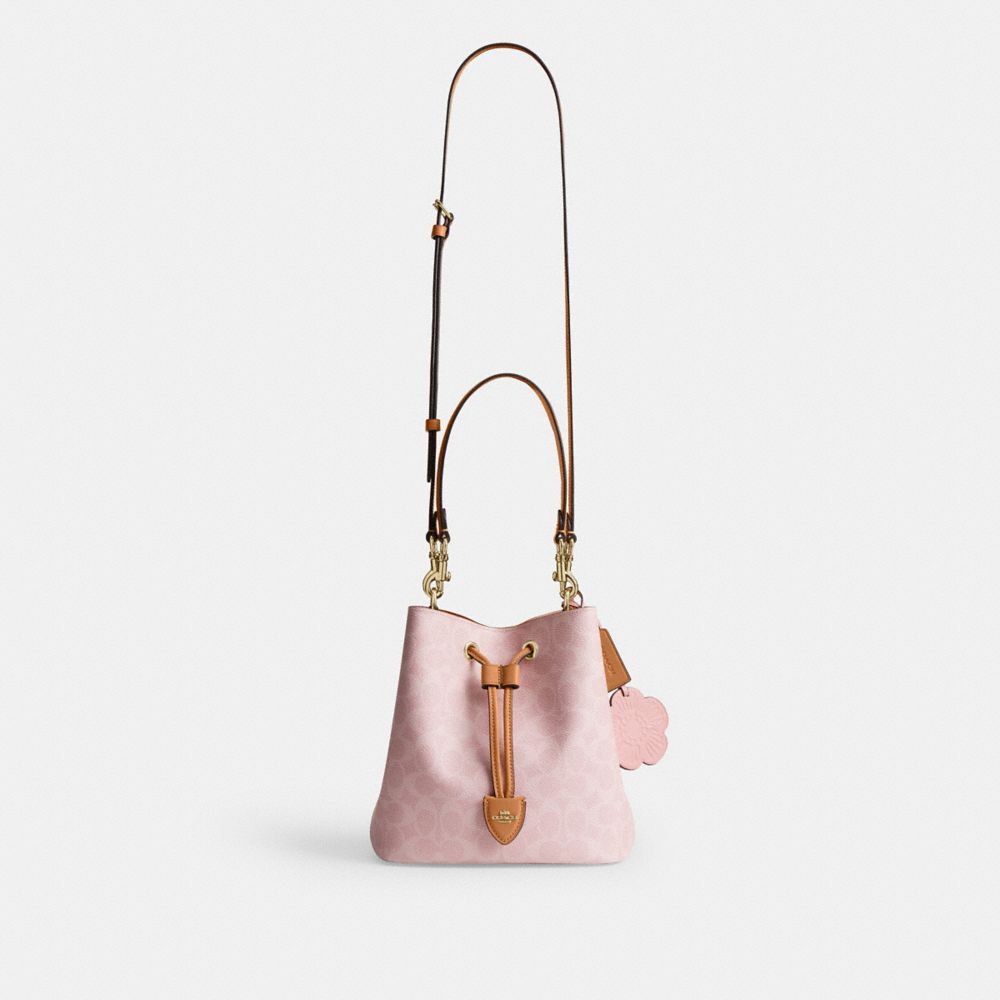 ROWAN BUCKET BAG IN SIGNATURE CANVAS WITH CHARMS