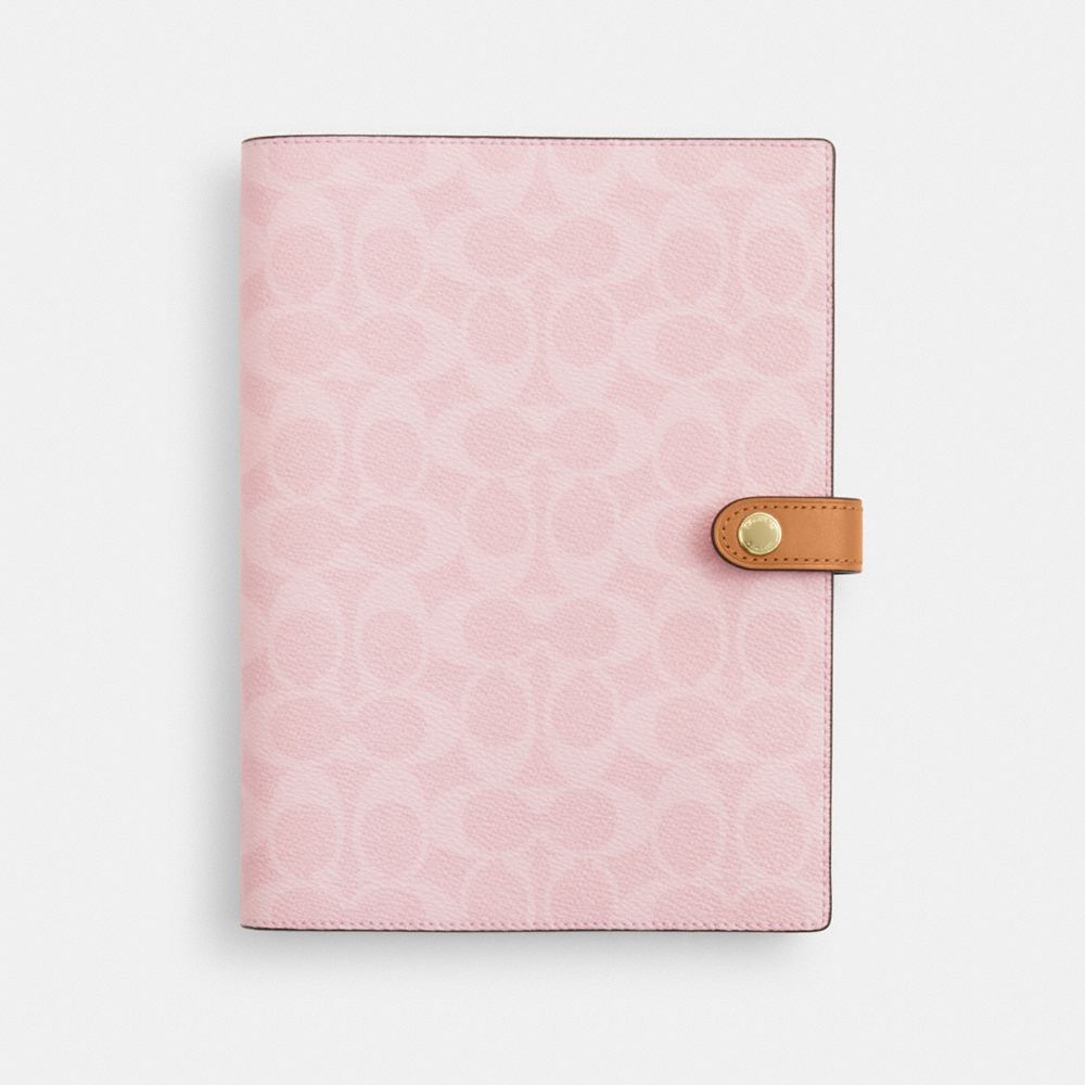 Notebook In Signature Canvas - CEA49 - Gold/Powder Pink
