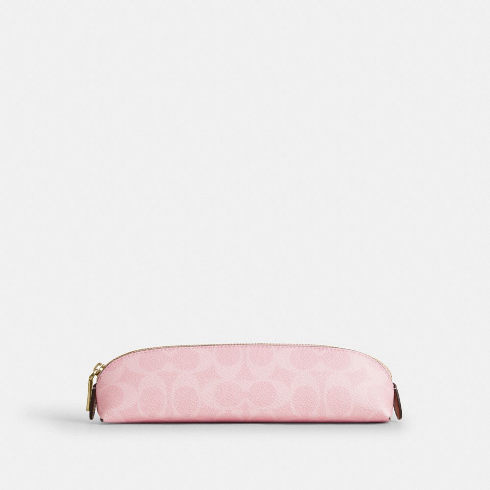 Pencil Case In Signature Canvas - CEA52 - Gold/Powder Pink