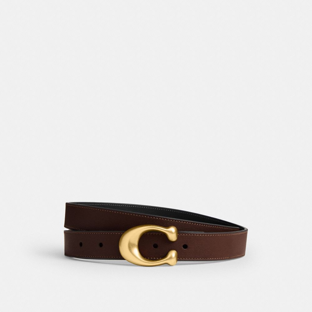Sculpted C Buckle Reversible Belt, 25 Mm - CEB68 - Brass/Maple Black