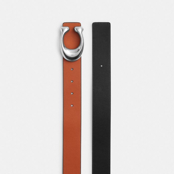 SCULPTED C 針釦雙面皮帶，38MM