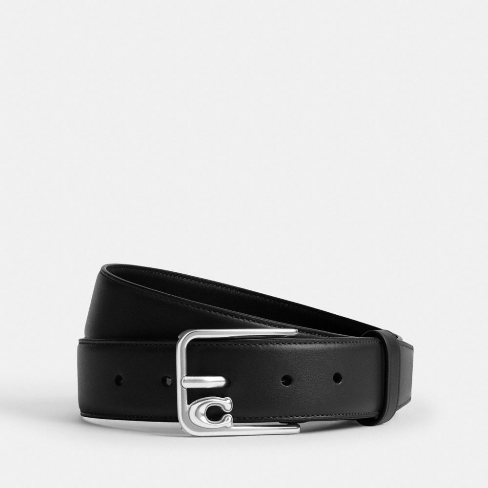 COACH&reg;,Signature Harness Buckle Belt, 35 Mm,,Front View