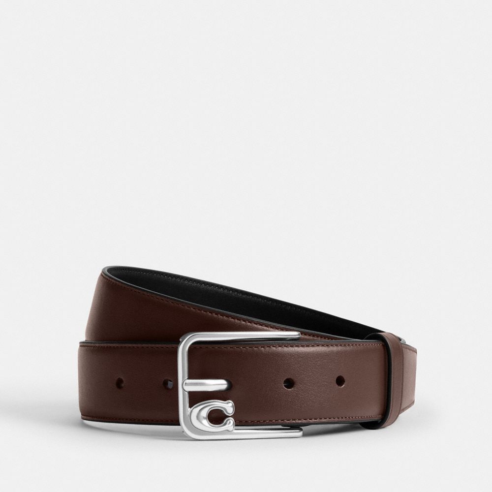 COACH&reg;,Signature Harness Buckle Belt, 35 Mm,,Front View