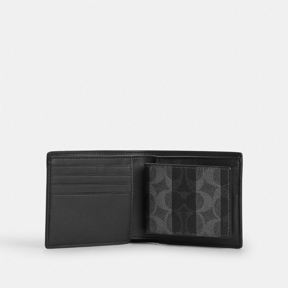 3-IN-1 WALLET IN SIGNATURE CANVAS WITH STRIPES