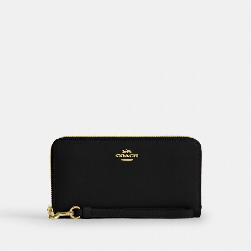 COACH CEC19 Long Zip Around Wallet GOLD/BLACK