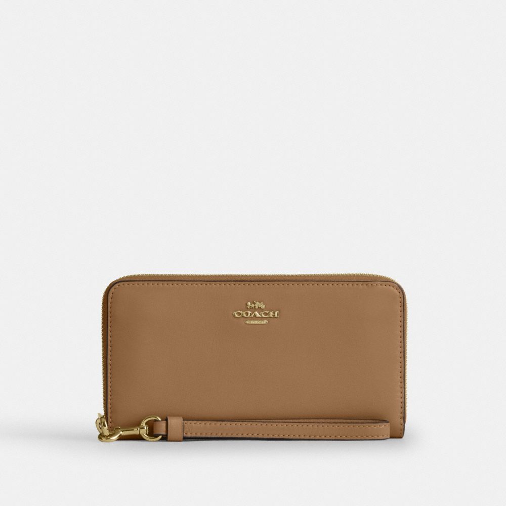 COACH CEC19 Long Zip Around Wallet GOLD/SANDY BEIGE