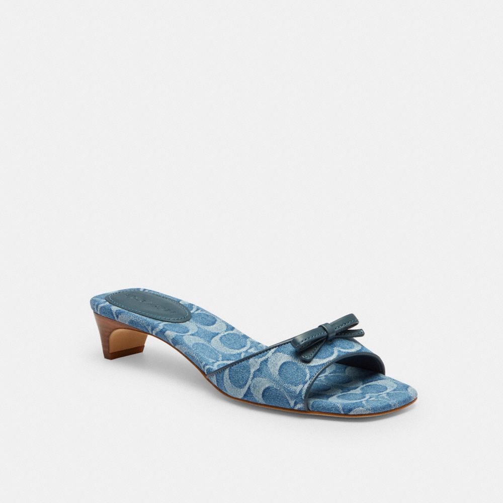 COACH CEE10 Bow Kitten Heel Sandal In Signature Denim INDIGO