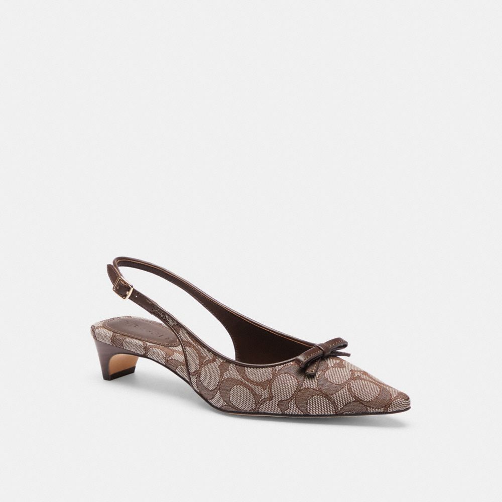 COACH®,Bow Slingback Heel In Signature Jacquard,,Front View