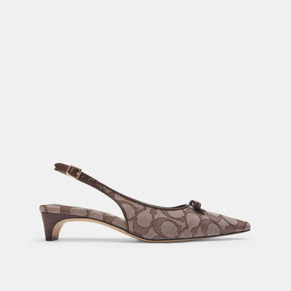 BOW SLINGBACK HEEL IN SIGNATURE JACQUARD