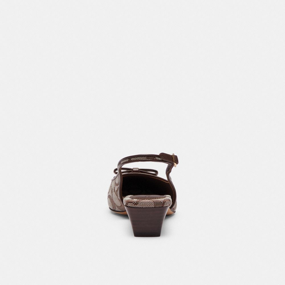 BOW SLINGBACK HEEL IN SIGNATURE JACQUARD