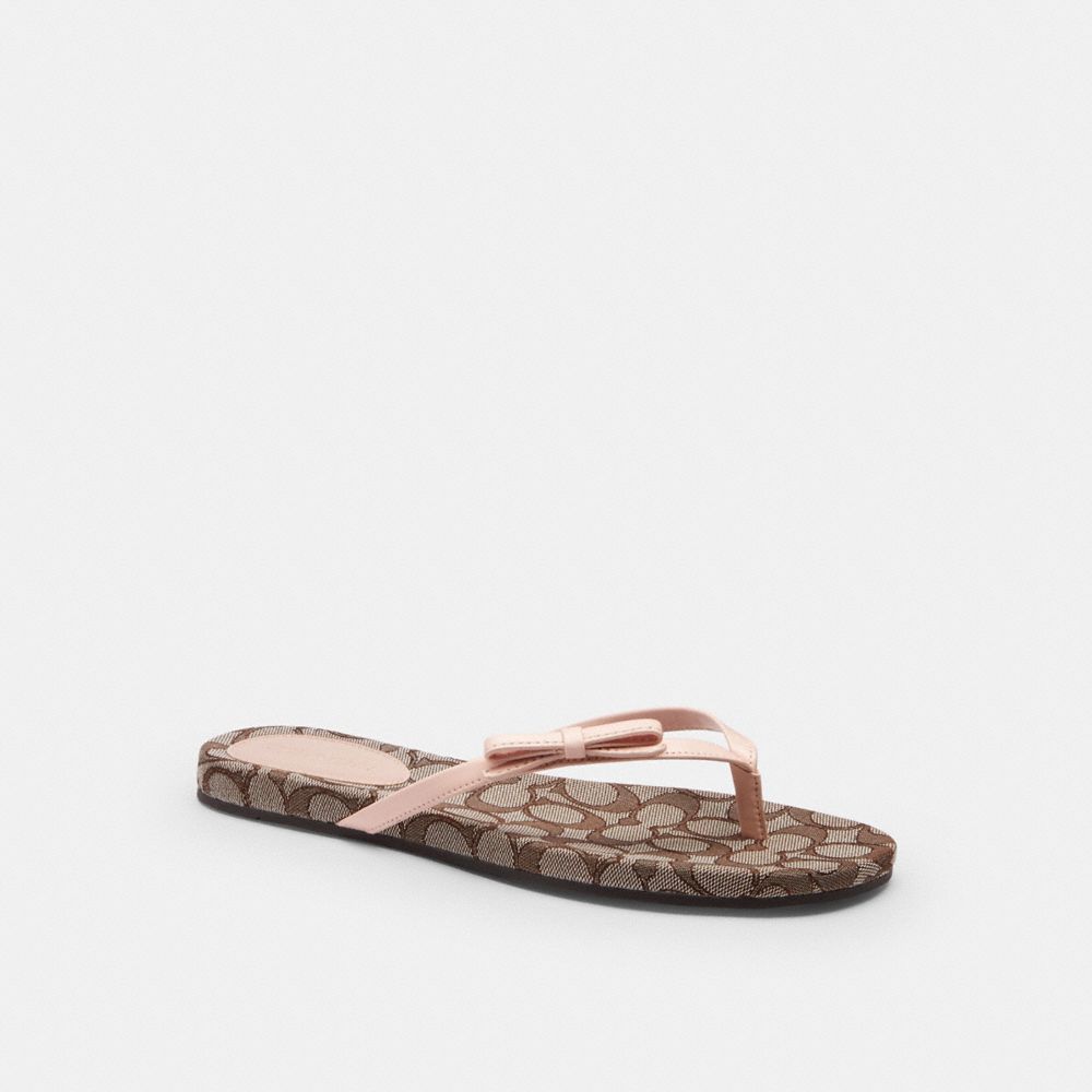 Bow Flip Flop In Signature Jacquard - CEE17 - Oak/Candy Pink