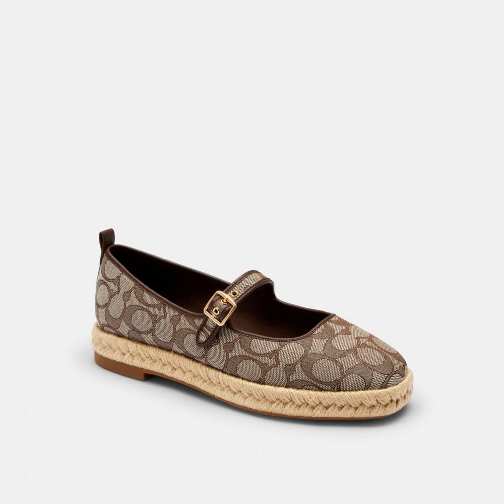 COACH CEE96 Mary Jane Espadrille In Signature Jacquard OAK/MAPLE