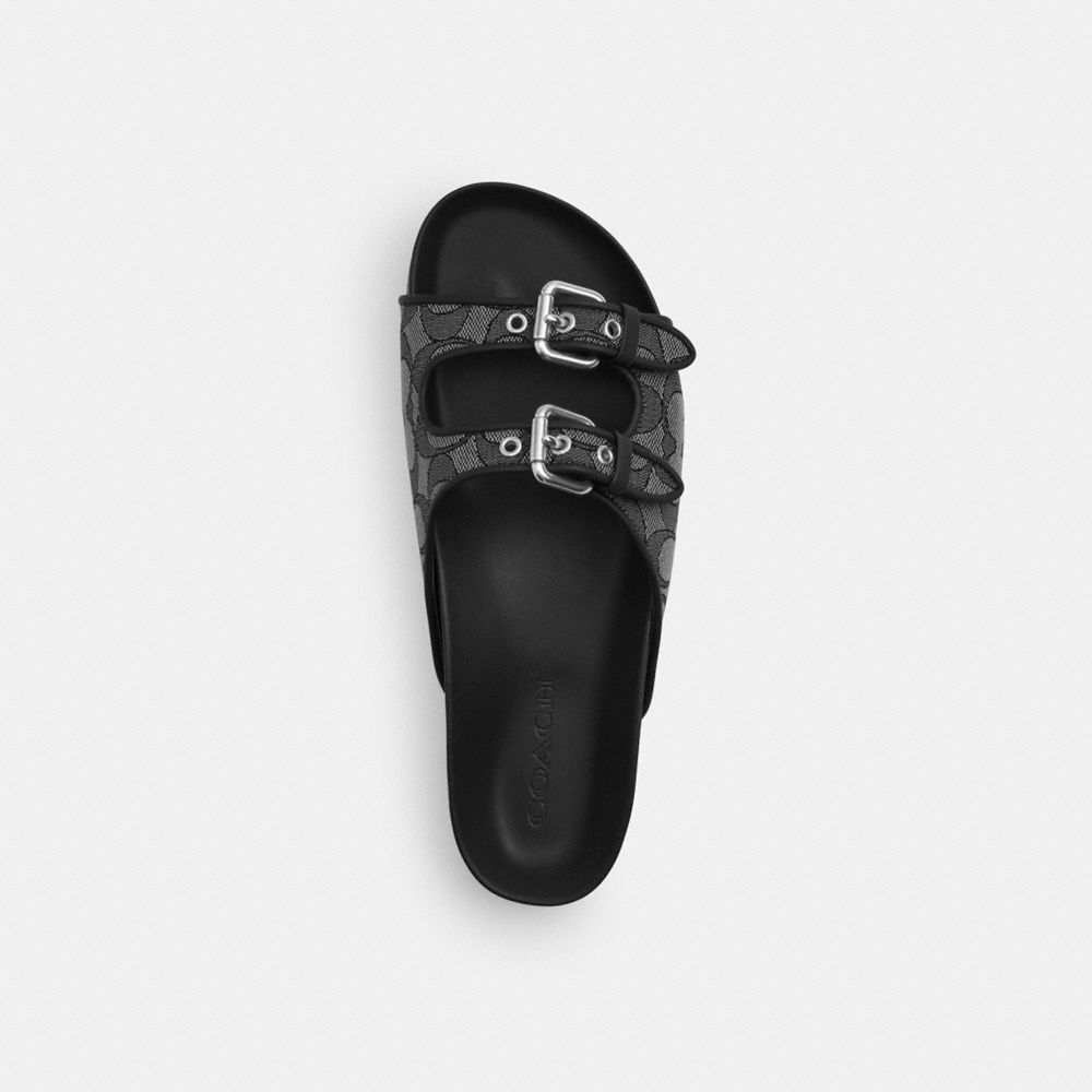 TWO BAND BUCKLE SANDAL IN SIGNATURE JACQUARD