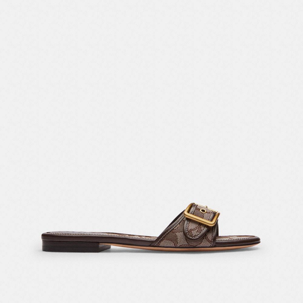 MARGOT FLAT SANDAL IN SIGNATURE JACQUARD