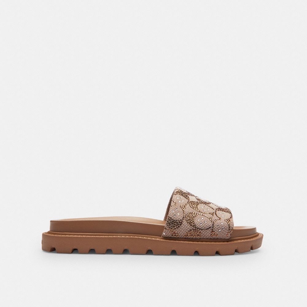 BRYNN SLIDE SANDAL IN CRYSTAL SIGNATURE JACQUARD