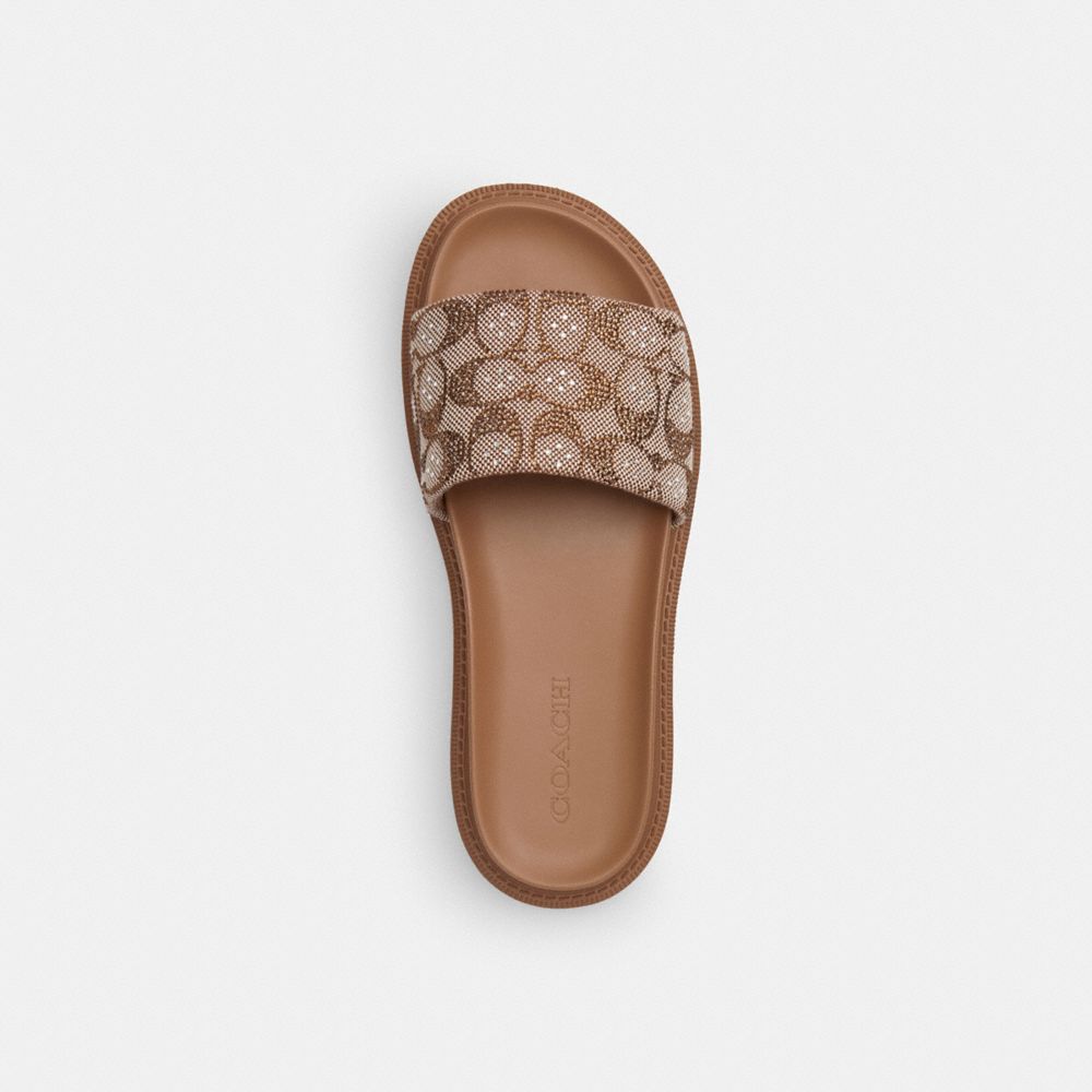 BRYNN SLIDE SANDAL IN CRYSTAL SIGNATURE JACQUARD