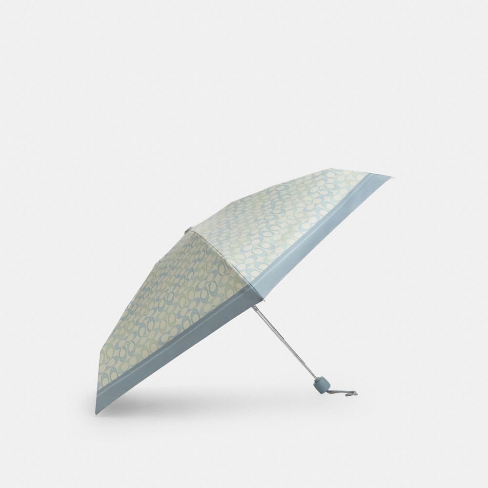 COACH CEF89 Uv Protection Mini Umbrella In Pretty Signature SILVER/CHALK/BLUE