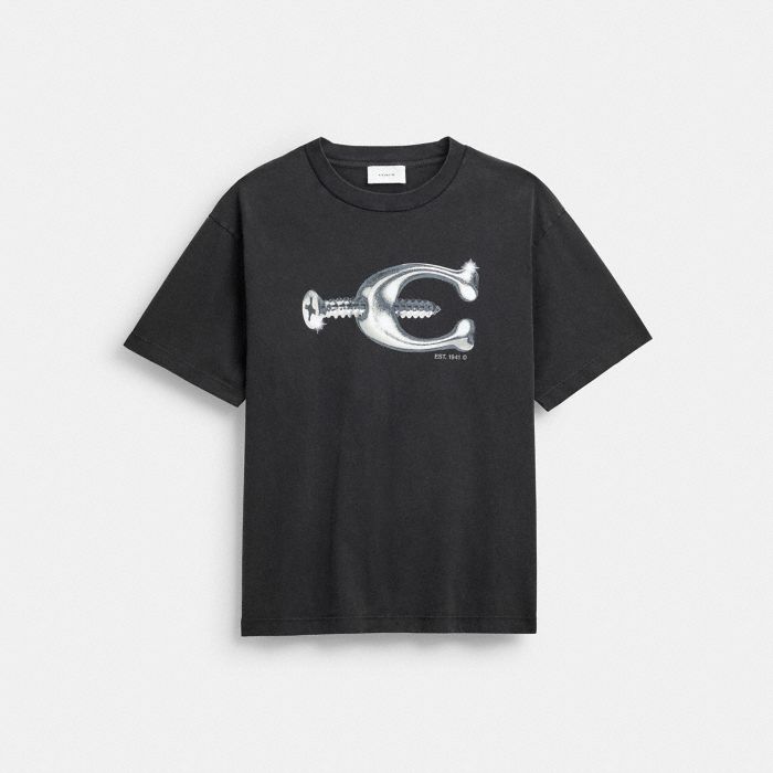 有機棉 SCREW 圖案休閒 T 恤