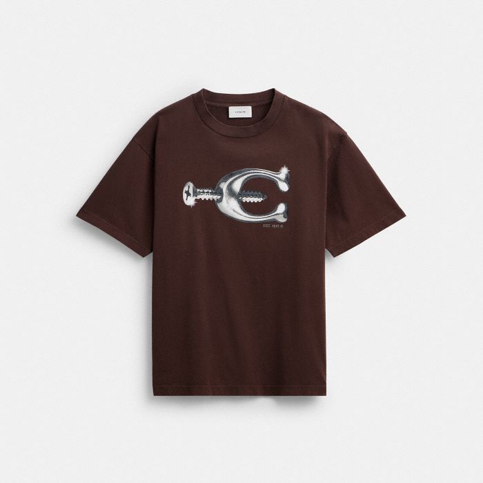 有機棉 SCREW 圖案休閒 T 恤