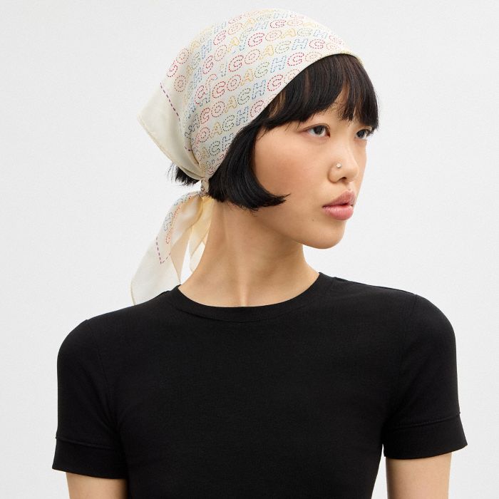 COACH STITCH PRINT SILK BANDANA