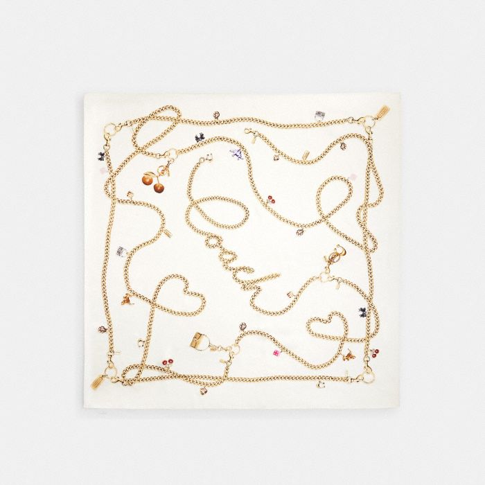 CHARMS 印花桑蠶絲方形圍巾