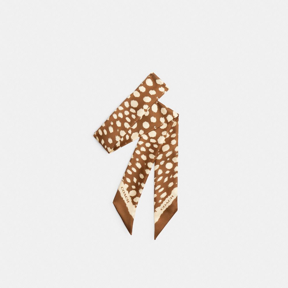 Wild Spots Print Silk Skinny Scarf - CEH57 - Tan