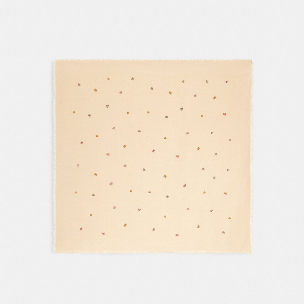 Signature Mini Vintage Rose Print Oversized Square Scarf - CEH61 - Sand