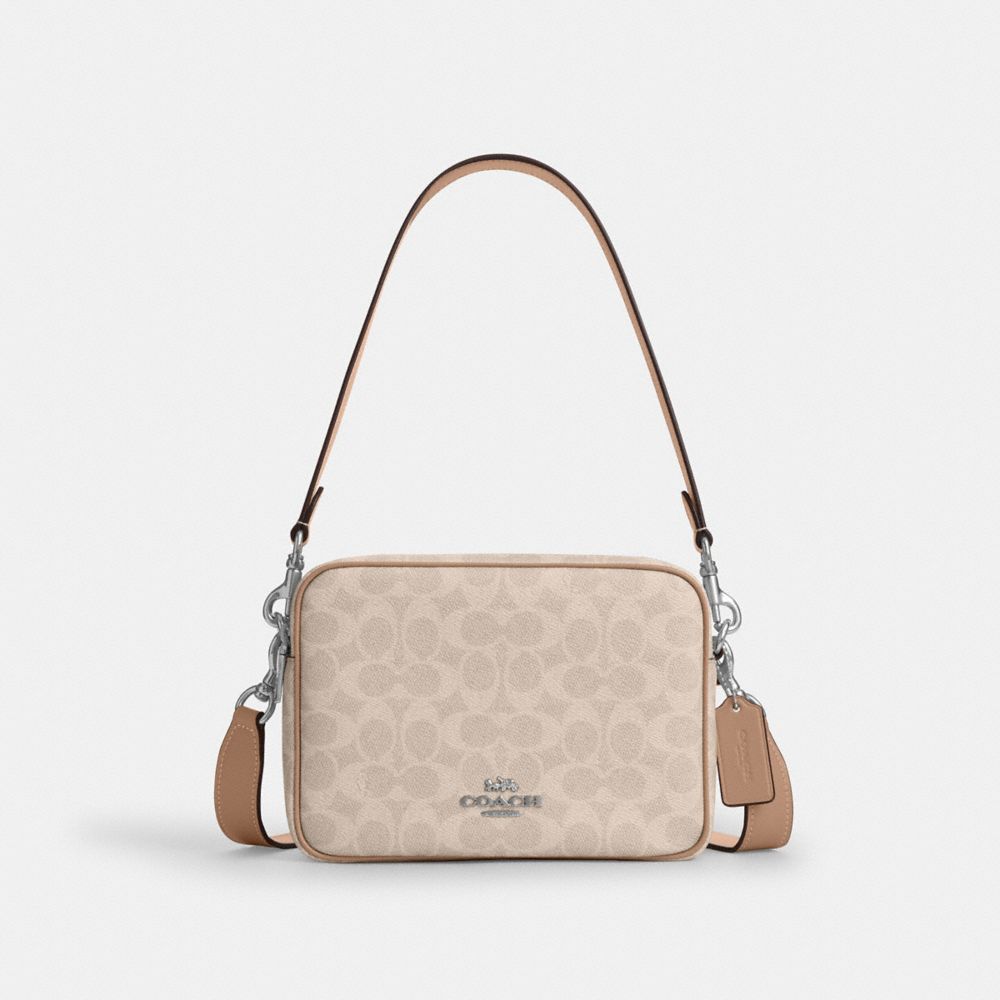 COACH CEK66 Carey Crossbody Bag In Signature Canvas SILVER/SAND/TAUPE