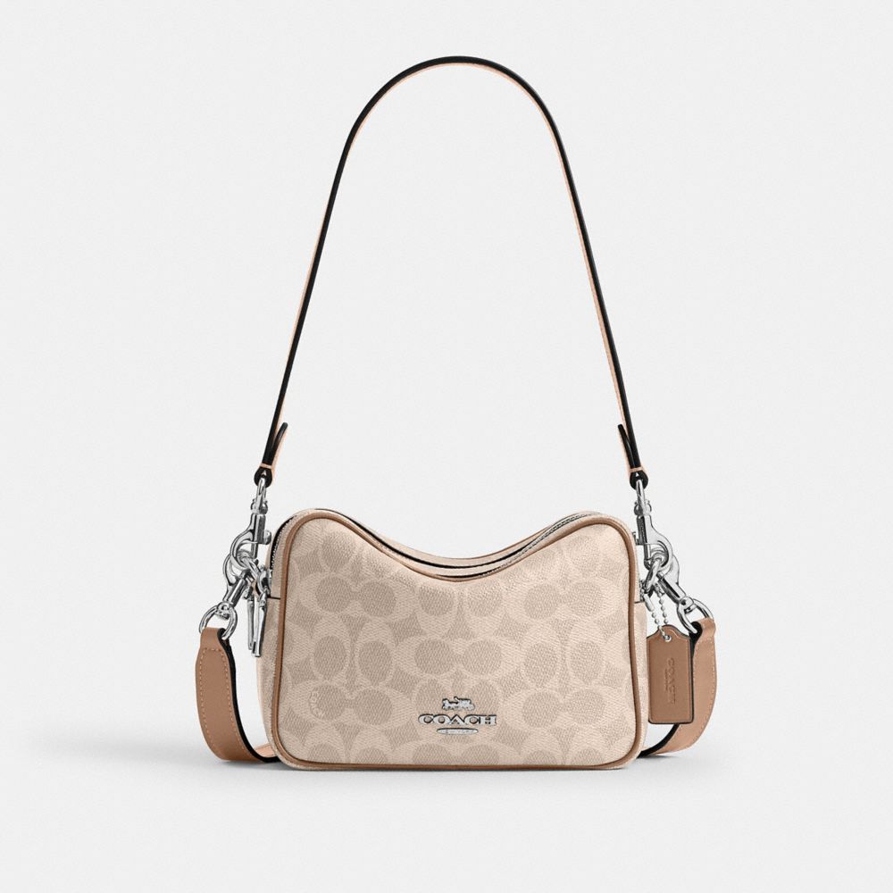Mini Carey Crossbody Bag In Signature Canvas - CEK69 - Silver/Sand/Taupe