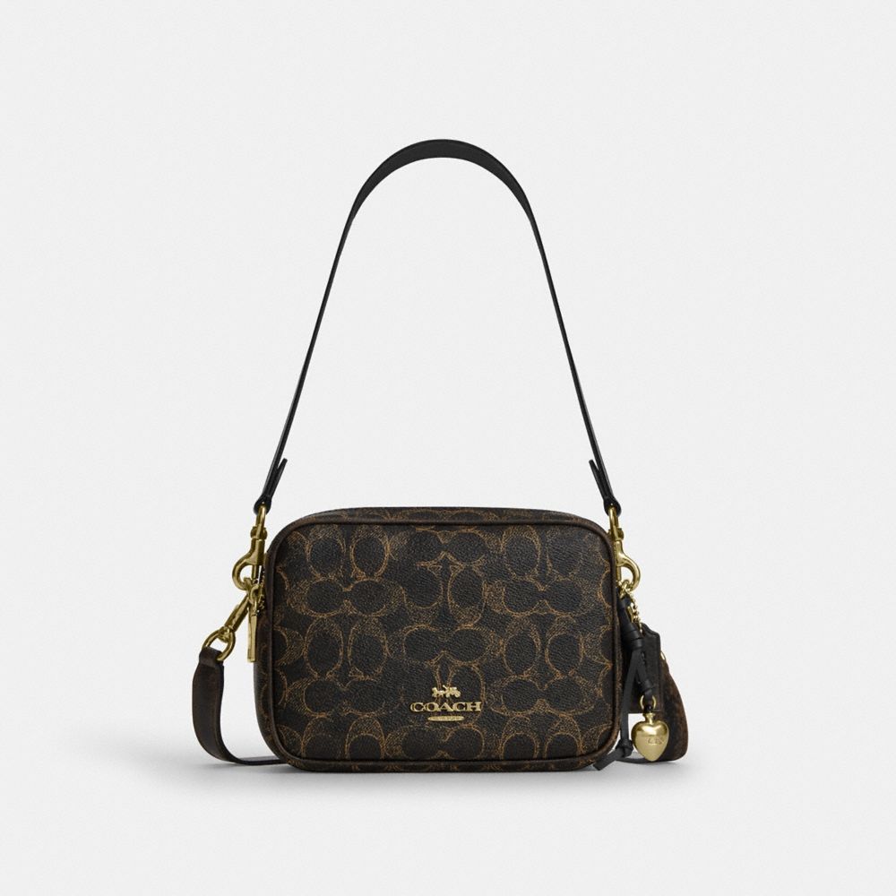 Mini Carey Crossbody Bag In Loved Signature Canvas - CEK73 - Gold/Brown