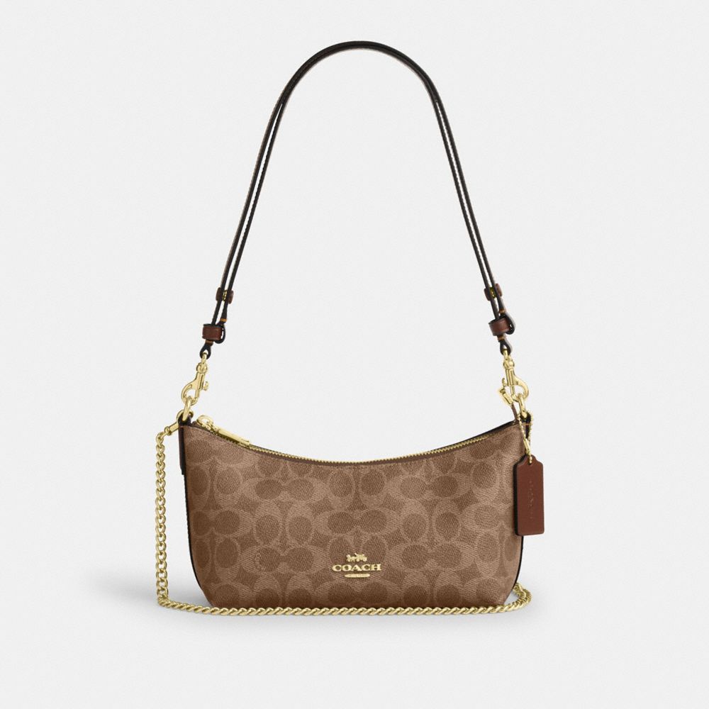 Caitlin Shoulder Bag In Signature Canvas - CEK80 - Gold/Tan/Brown