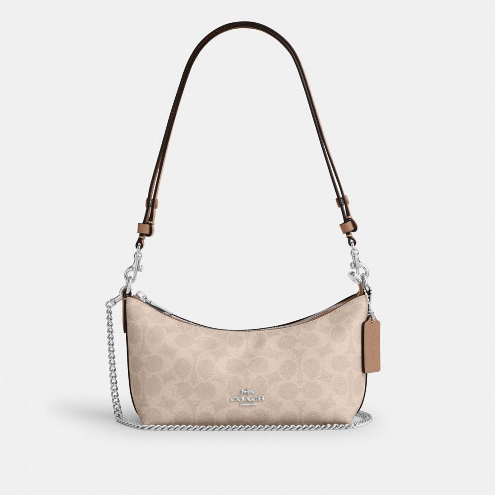 Caitlin Shoulder Bag In Signature Canvas - CEK80 - Silver/Sand/Taupe