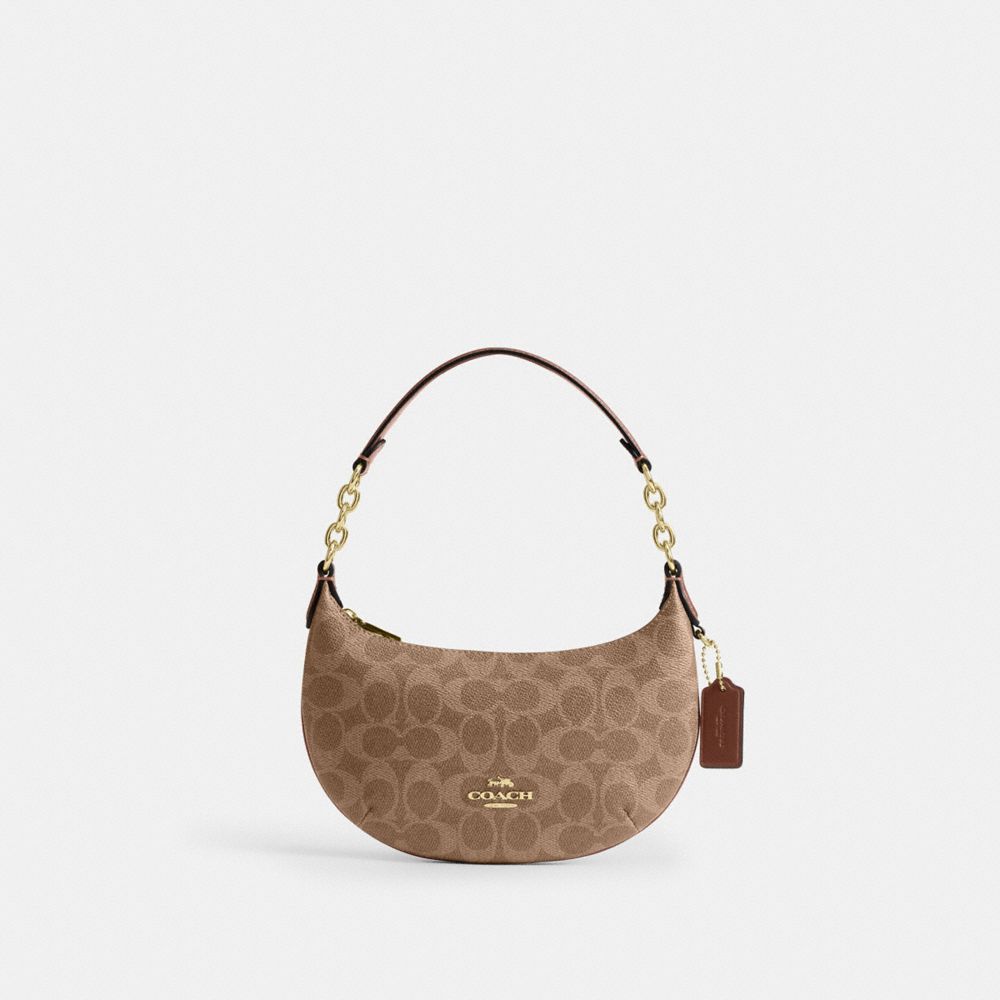 Mini Payton Bag In Signature Canvas - CEL06 - Gold/Tan/Brown