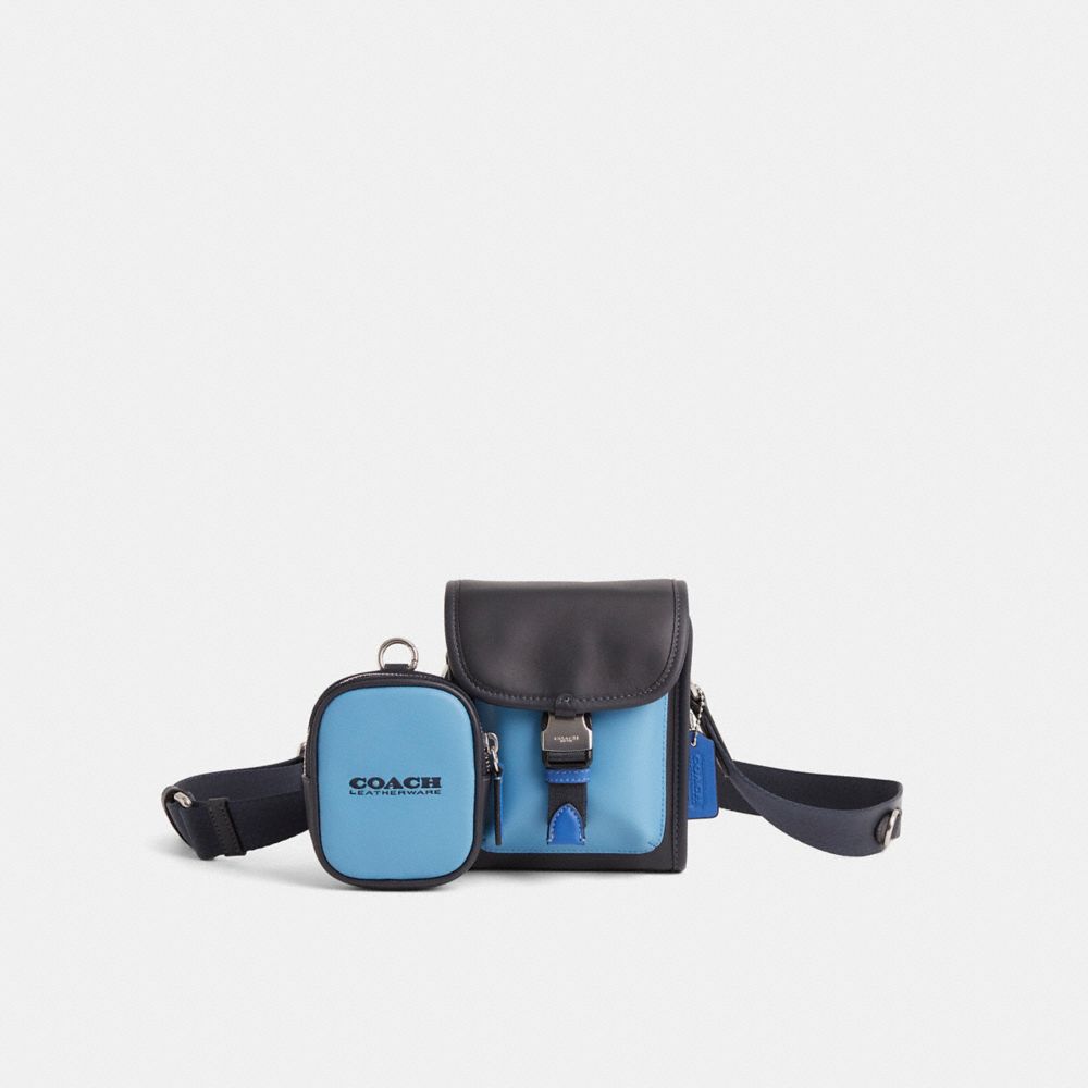 Restored Charter North/South Crossbody With Hybrid Pouch In Colorblock - CEL51 - Pool/Midnight Navy