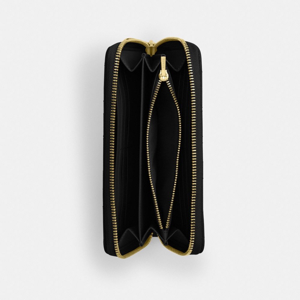 LONG ZIP AROUND WALLET WITH QUILTING