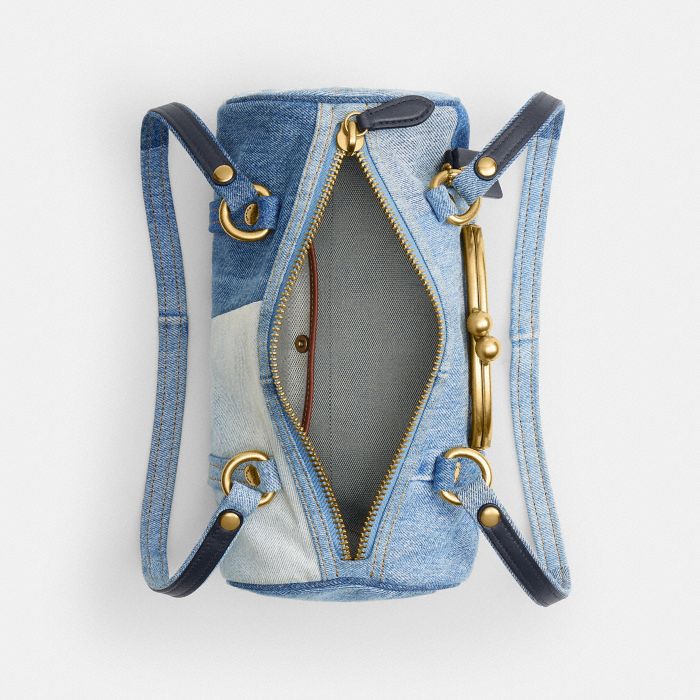 丹寧布 KISSLOCK BARREL 28 手袋