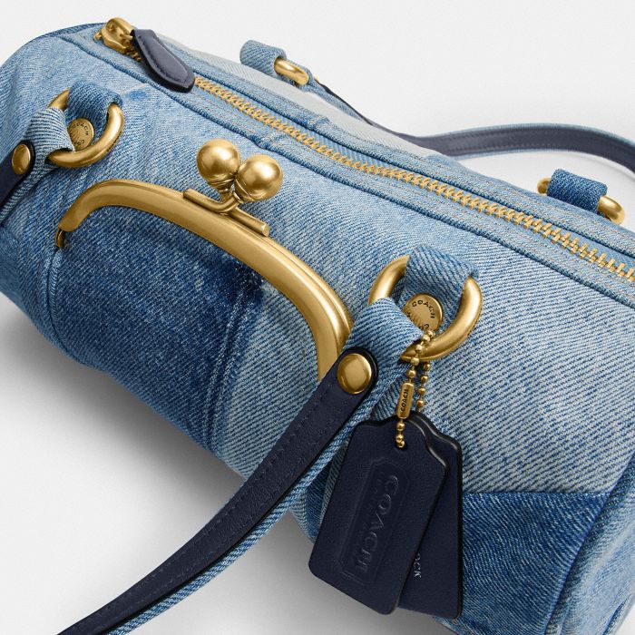 丹寧布 KISSLOCK BARREL 28 手袋