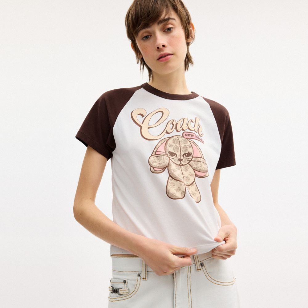 CHERRY FLOPPY STUFFIE RAGLAN T-SHIRT IN ORGANIC COTTON