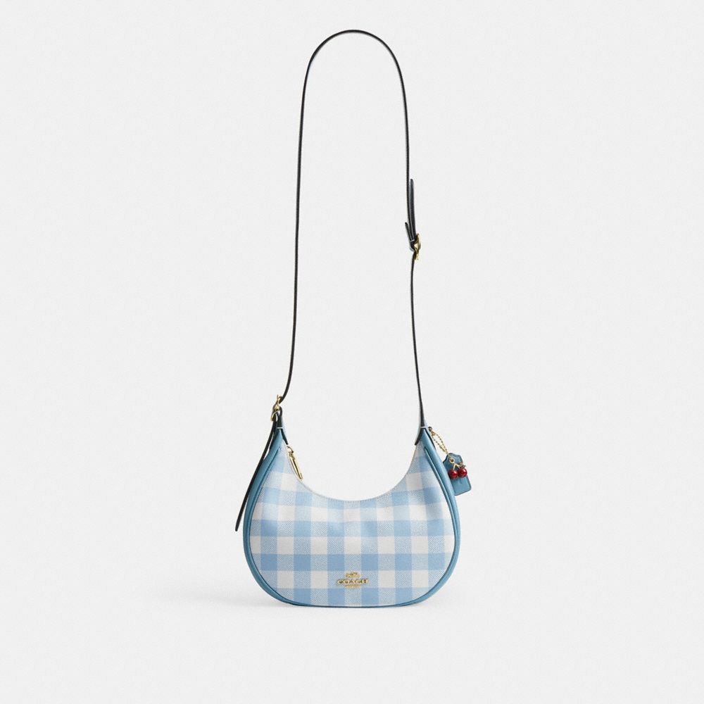 EMILY SHOULDER BAG WITH GINGHAM PRINT AND CHARM