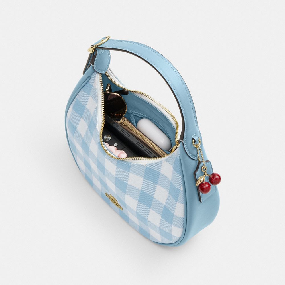 EMILY SHOULDER BAG WITH GINGHAM PRINT AND CHARM